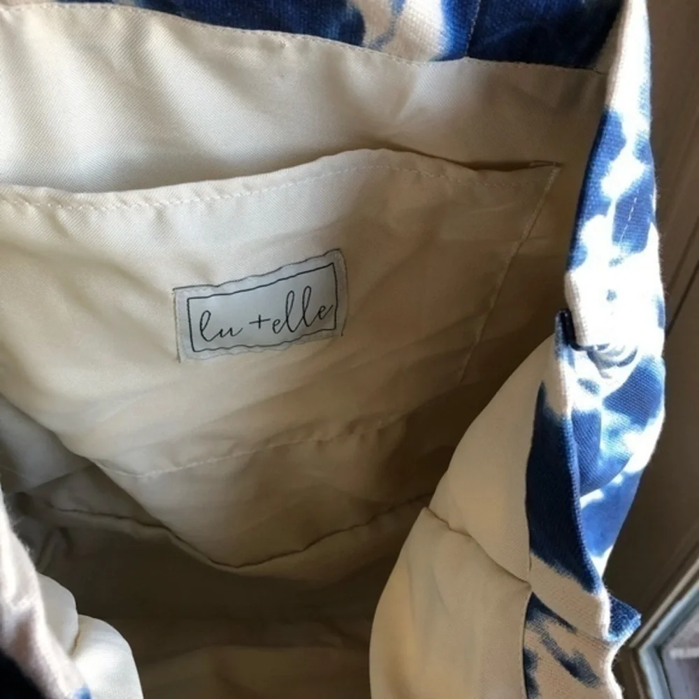 Lu + Elle blue tie dye canvas tote bag